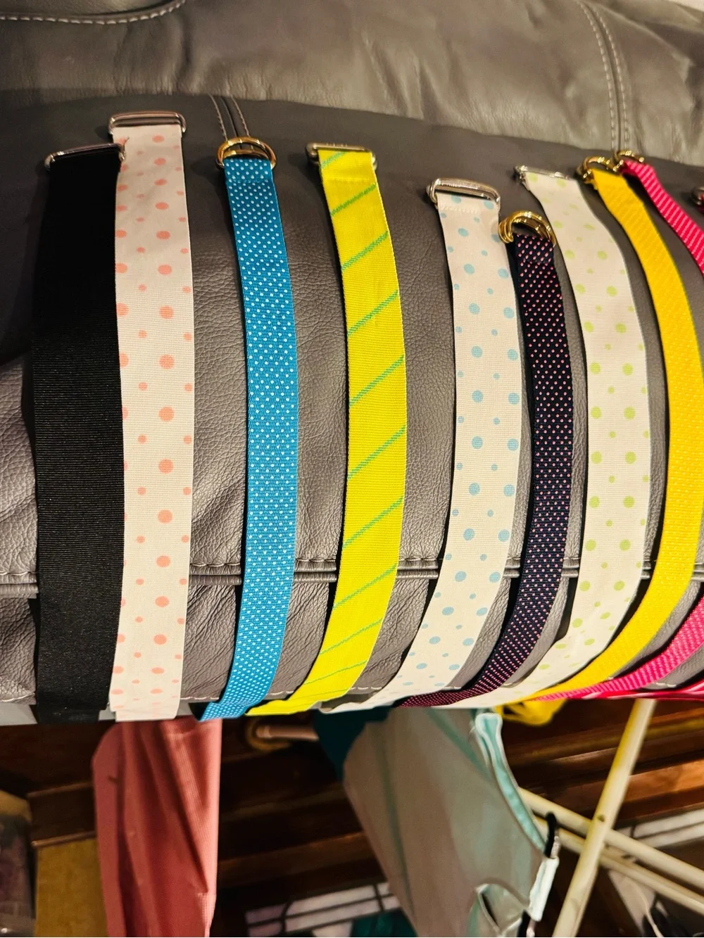 11 Polka Dot and Solid RibbonBelts Vintage - Multicolor